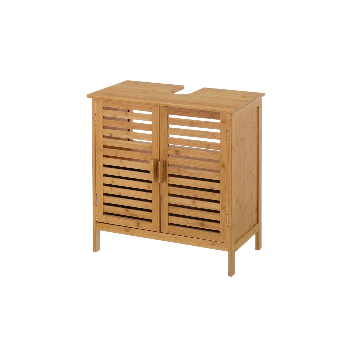 Meuble Salle de Bain Sous Lavabo / Vasque en Bambou 2 Portes bois, WADIGA