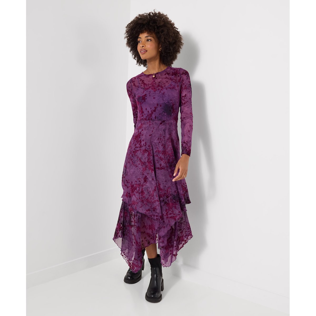 Fabuleuse Robe Longue Floquée violet, JOE BROWNS