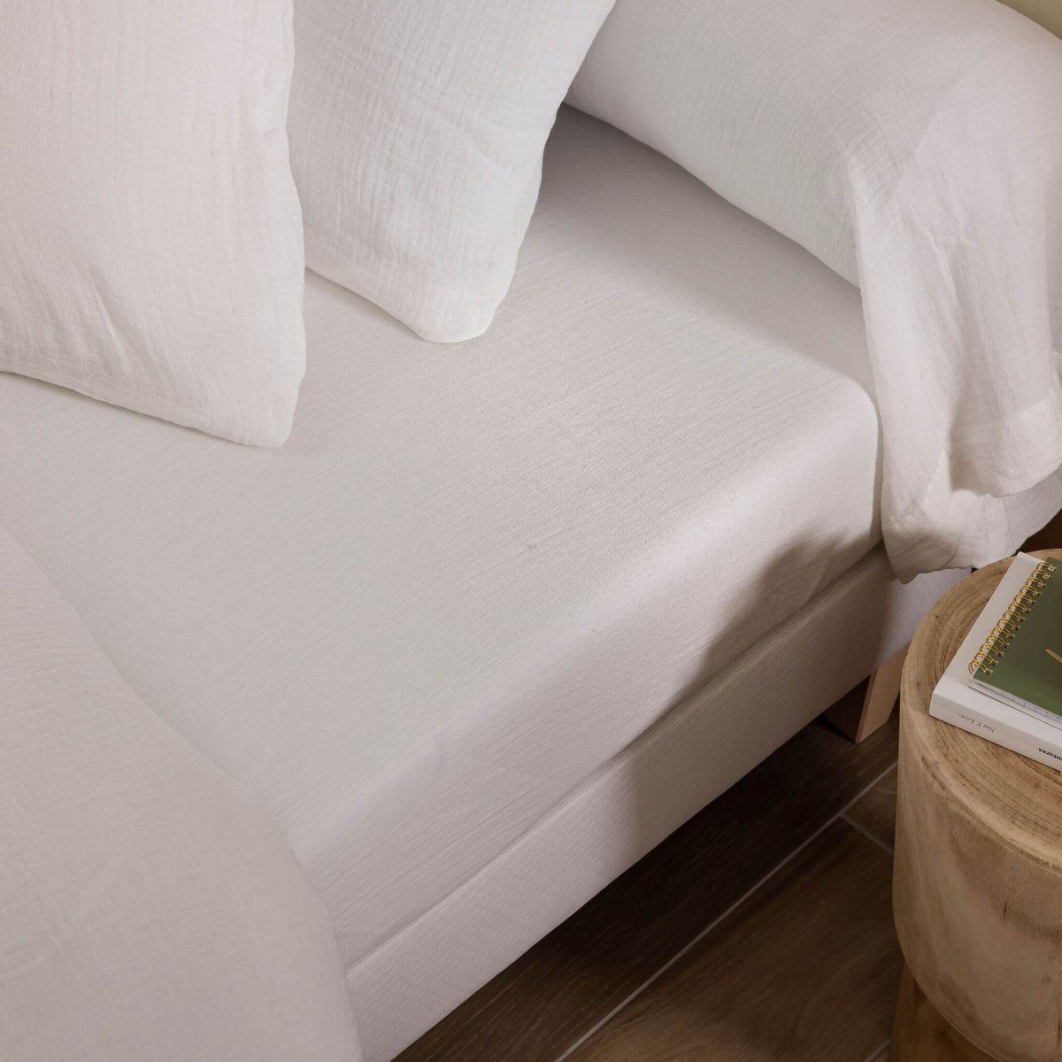 Drap housse gaze de coton NOA - NOA blanc, TERRE DE NUIT