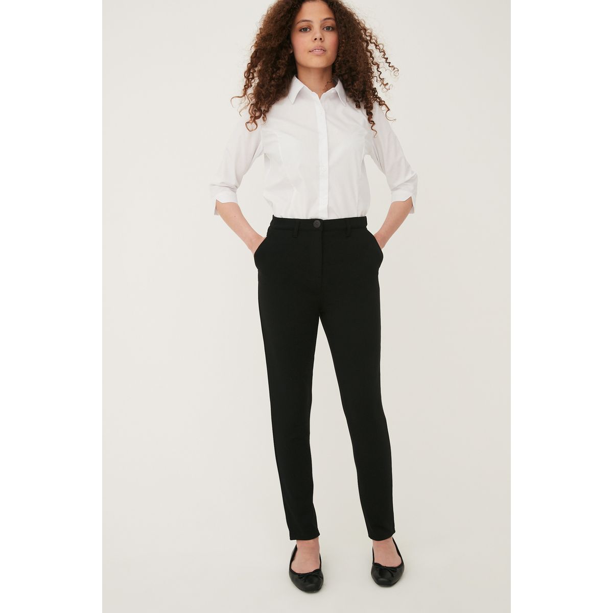 Pantalons d'école stretch taille haute senior noir, NEXT