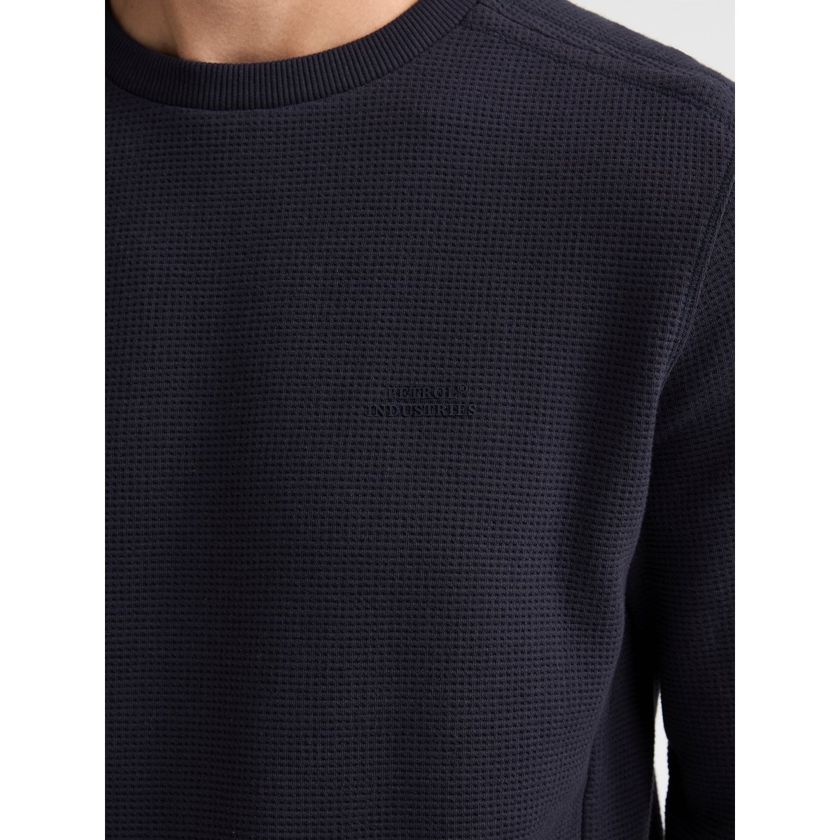 Sweat  en maille gaufrée ironmont bleu royal navy, PETROL INDUSTRIES