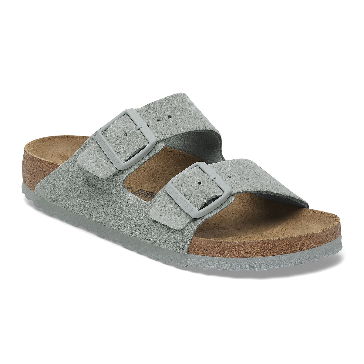 Mules en cuir suédé Arizona vert gris, BIRKENSTOCK