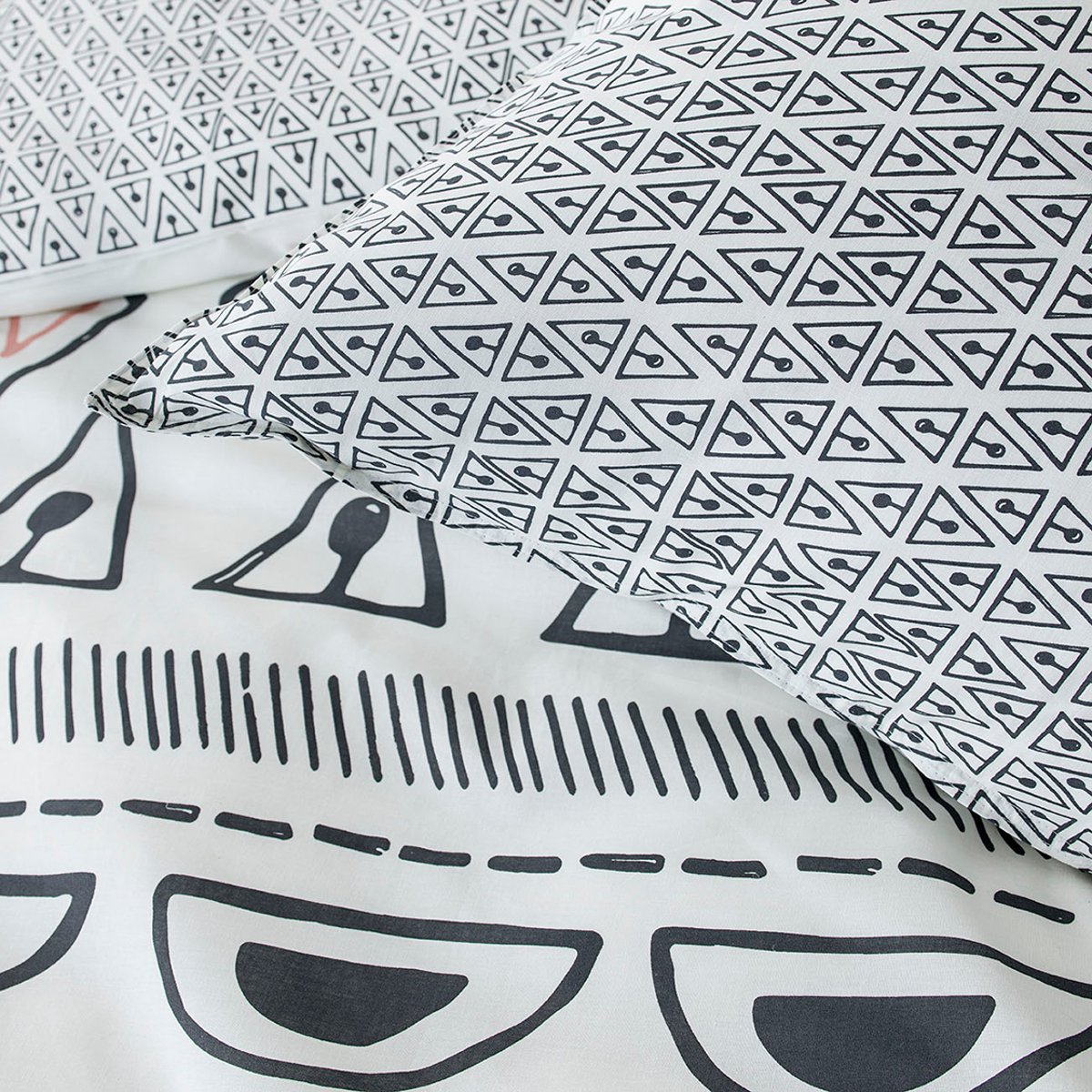 Parure de lit 2 personnes imprimé coton SUNSHINE MAHE blanc, TODAY