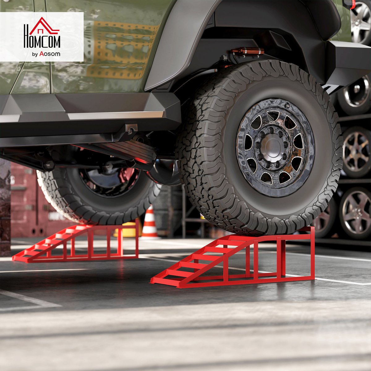 Rampe pour voiture Acier Rouge rouge, HOMCOM