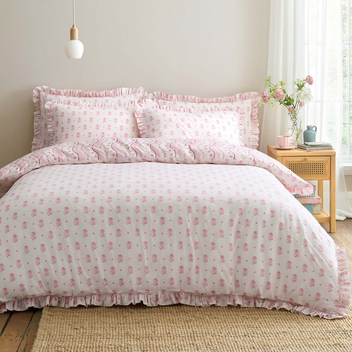 Spitalfield Silk Stripe Reversible Cotton Duvet Cover And Pillowcase Set pink, CATH KIDSTON