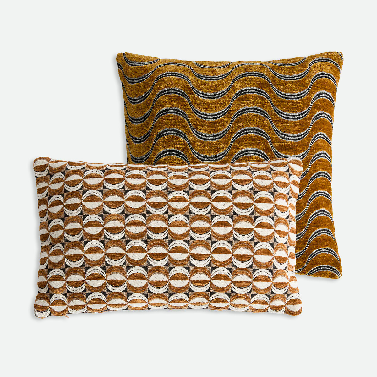Housse de coussin 45 x 45 cm, en velours chenille, VILNIA bronze, LA REDOUTE INTERIEURS