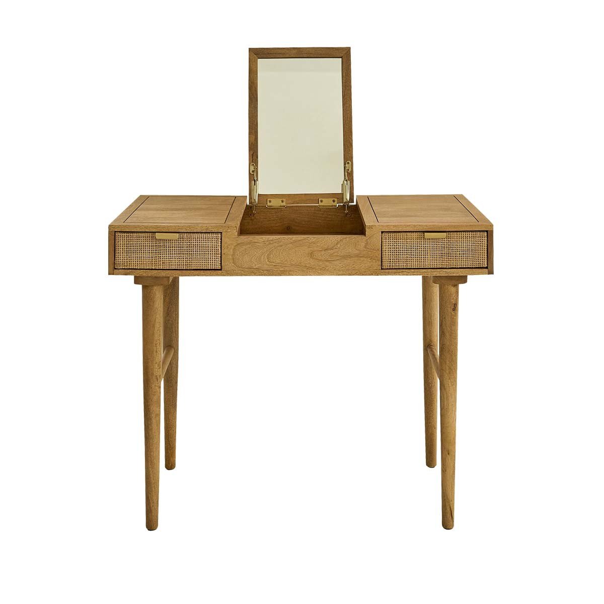 Bureau en bois de manguier et cannage 90 cm  FELICIE naturel, BERAH GETAH