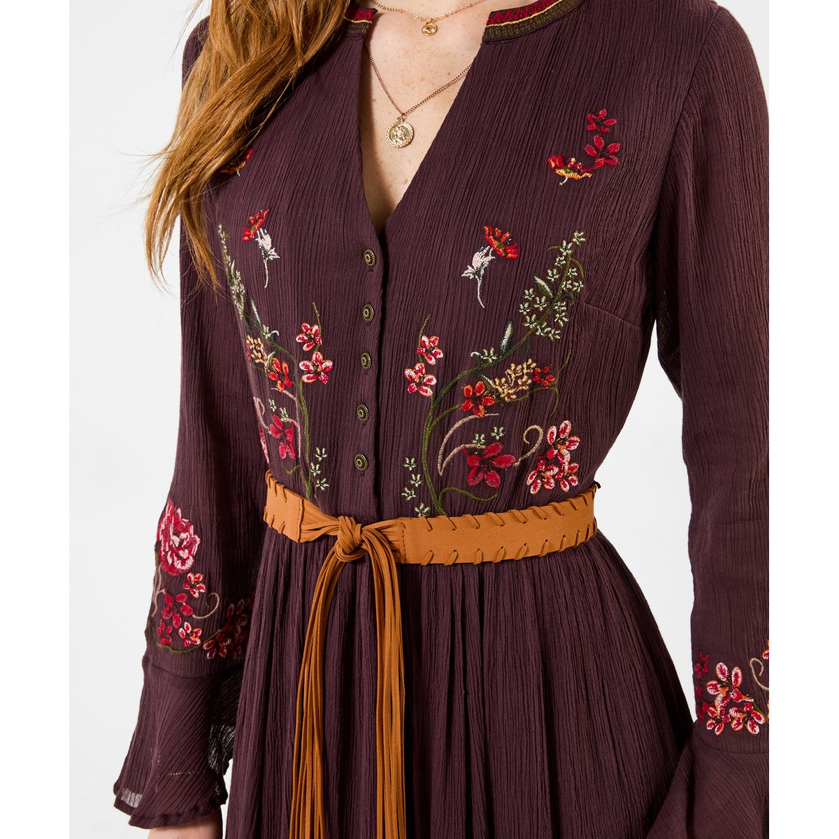 Magnifique Robe Longue Brodée Boutique marron, JOE BROWNS