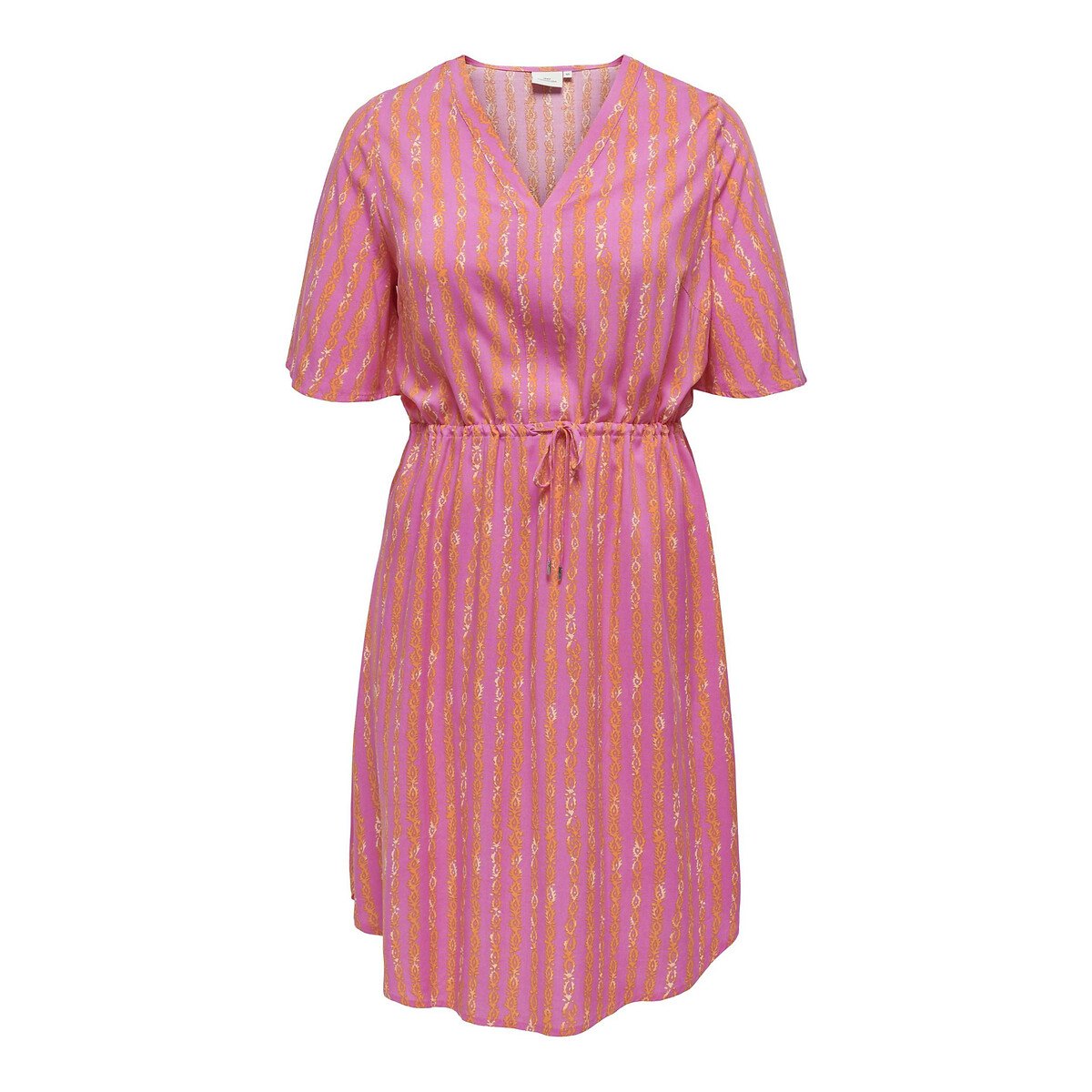 Robe imprimée, à nouer  rose/orange, ONLY CARMAKOMA