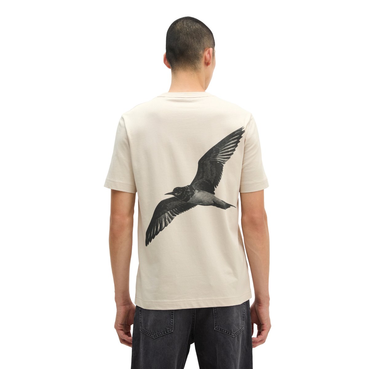 T-shirt regular en coton bio régénéré gris, MARC O'POLO