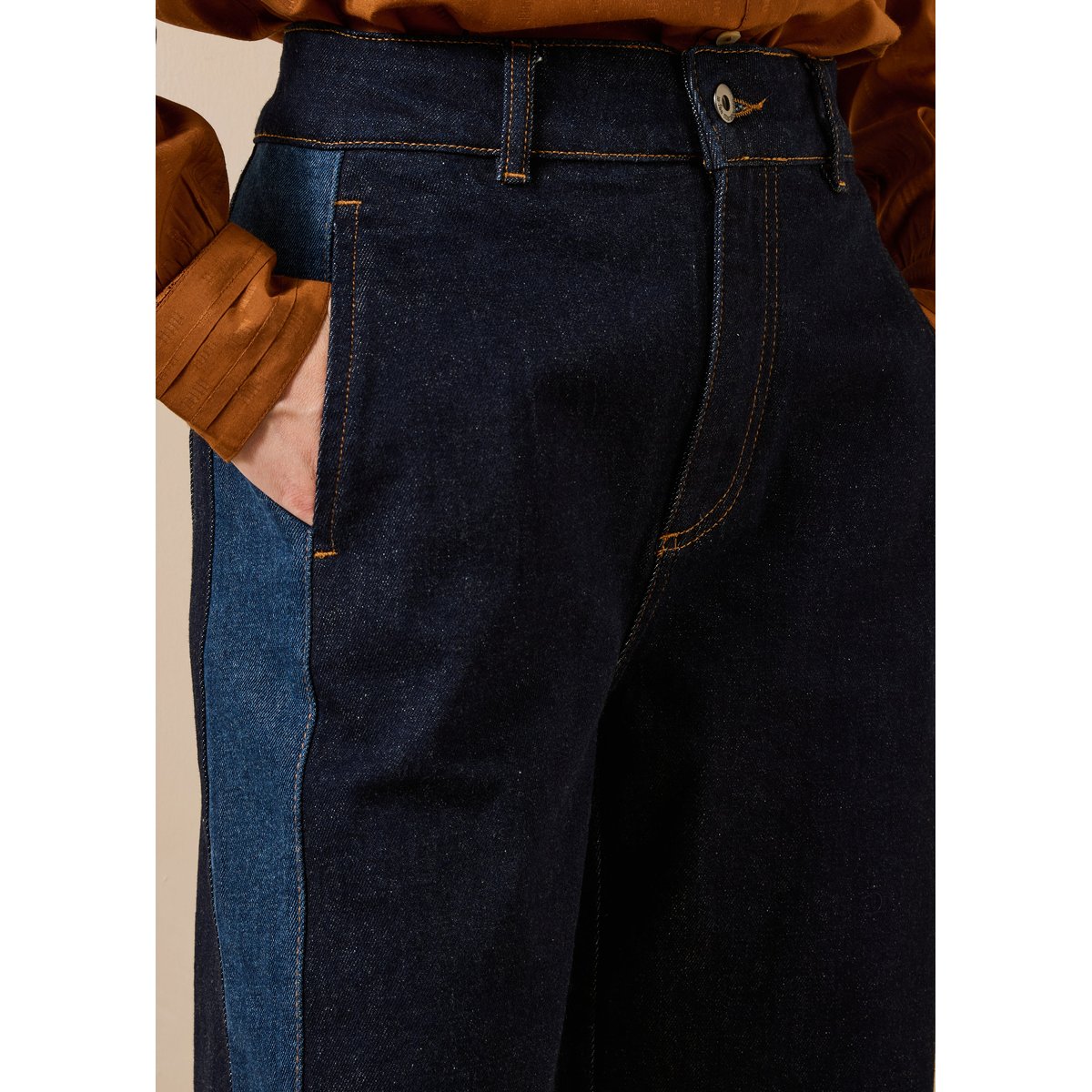 Jean barrel en coton biologique brut/medium, LA FEE MARABOUTEE