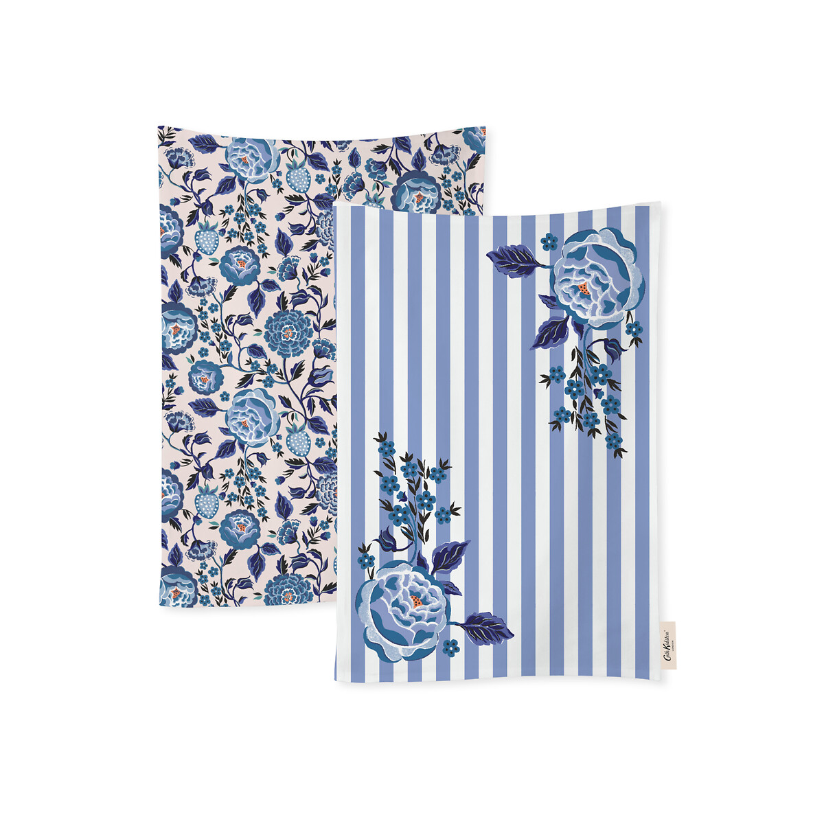 Set of 2 Strawberry Garden Tea Towels blue, CATH KIDSTON