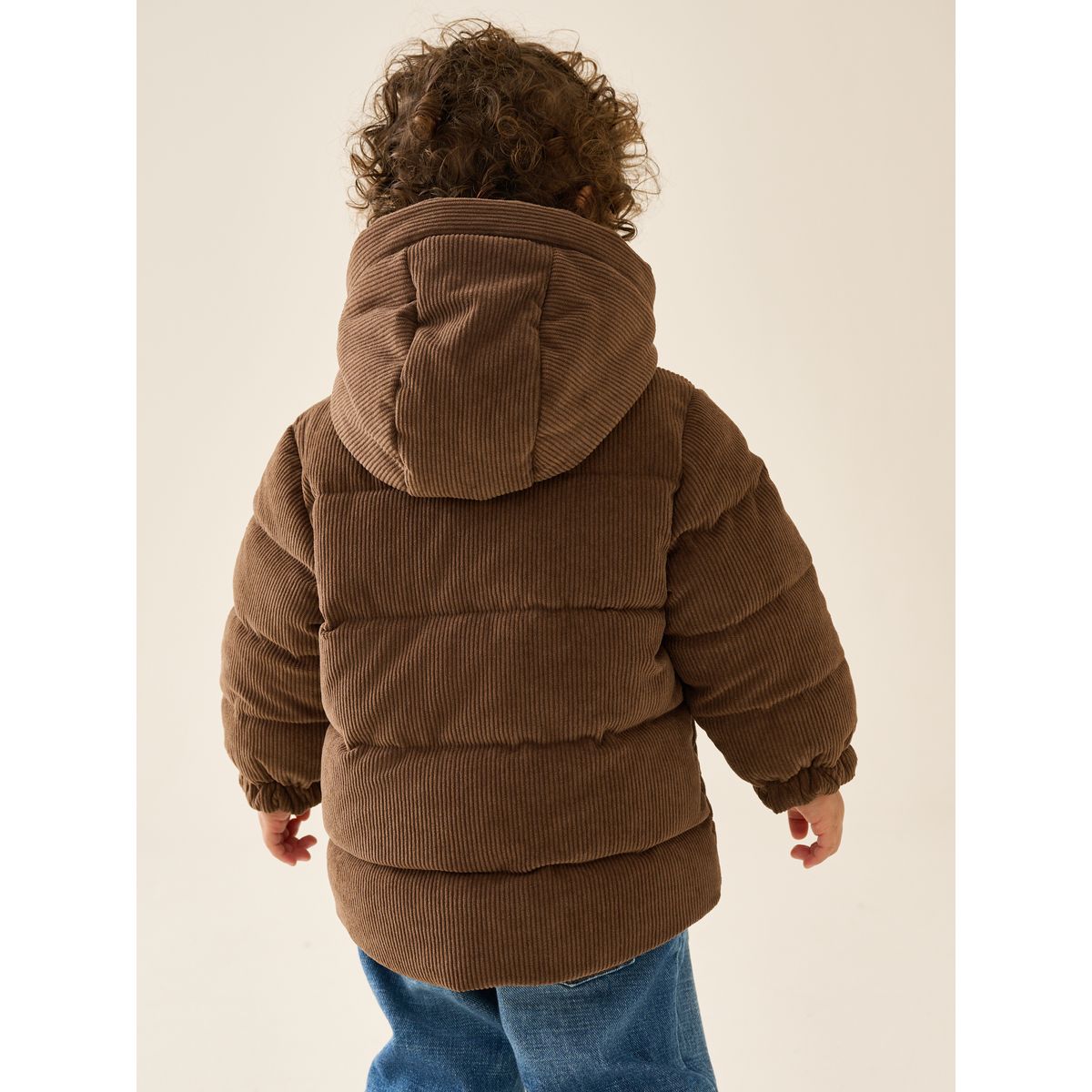 Manteau matelassé en velours côtelé marron chocolat, NEXT