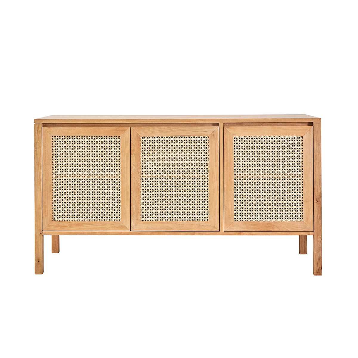 Meuble sous vasque en teck massif et cannage 145 cm ELIOTT naturel, BERAH GETAH