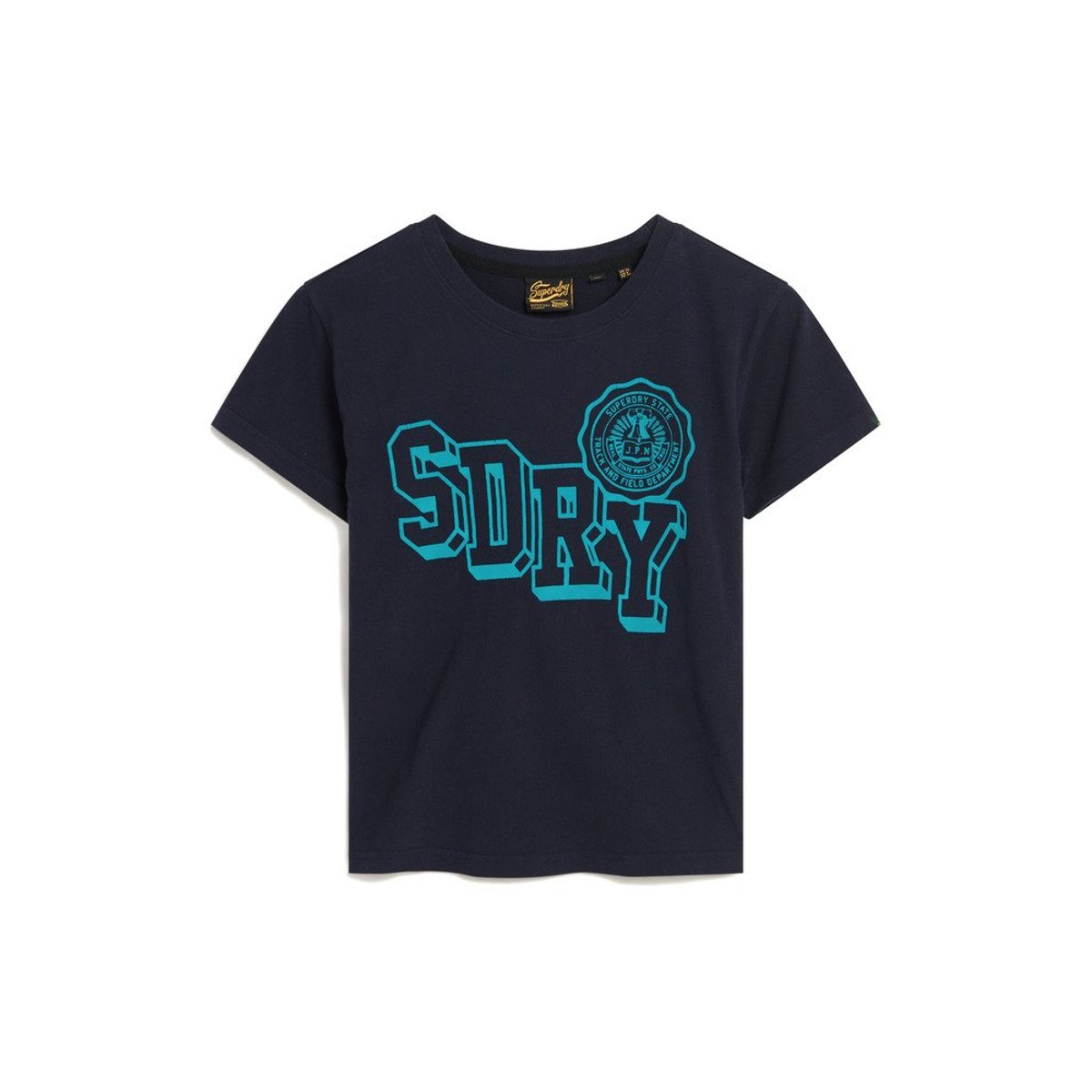 T-shirt ajusté floqué Varsity bleu marine intense, SUPERDRY