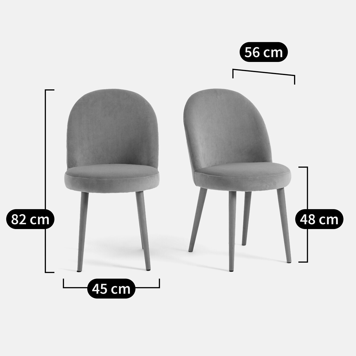 Lot de 2 chaises velours, Inès ocre doré, LA REDOUTE INTERIEURS
