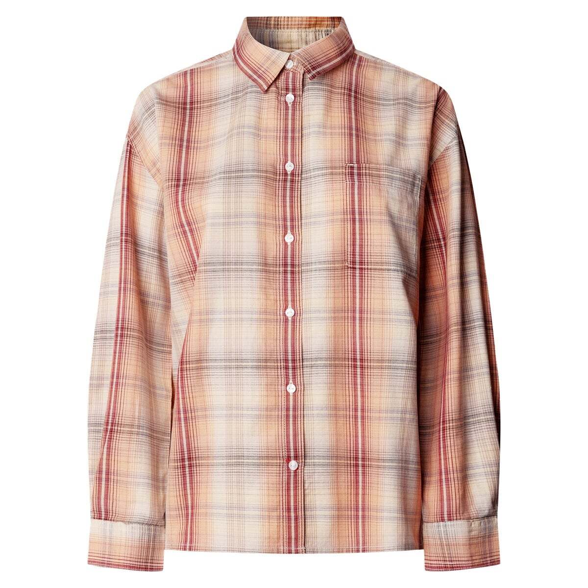 Chemise À Carreaux Avec Logo Brodé brun de trail, PEPE JEANS