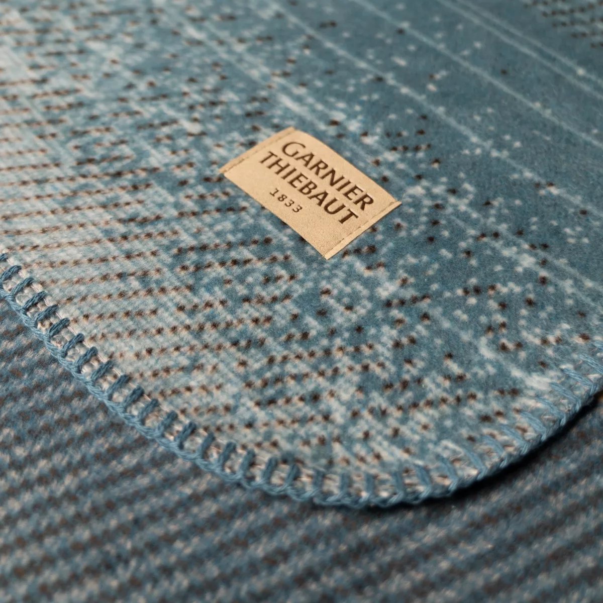 Plaid coton mélangé SEA WAVES bleu, GARNIER THIEBAUT