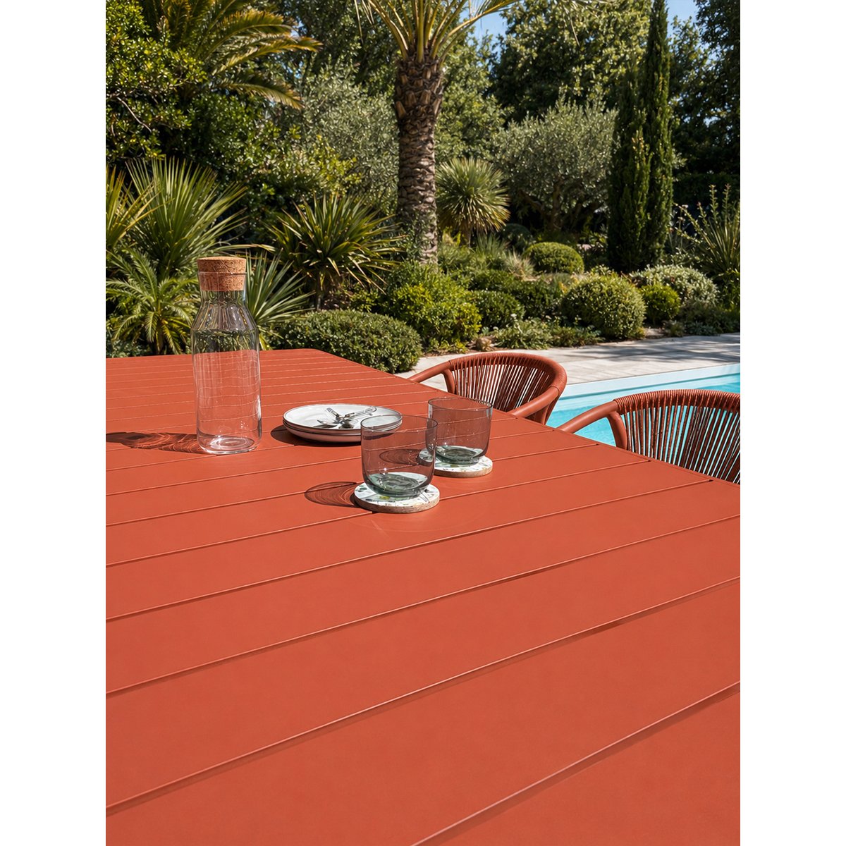 Ensemble repas de jardin en aluminium 6 places HANOI terracotta, DCB GARDEN