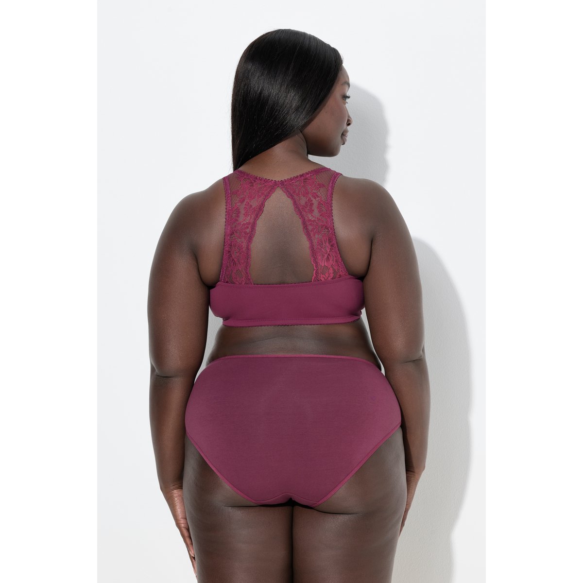 Bustier sans armatures avec dos en dentelle baies foncé, ULLA POPKEN