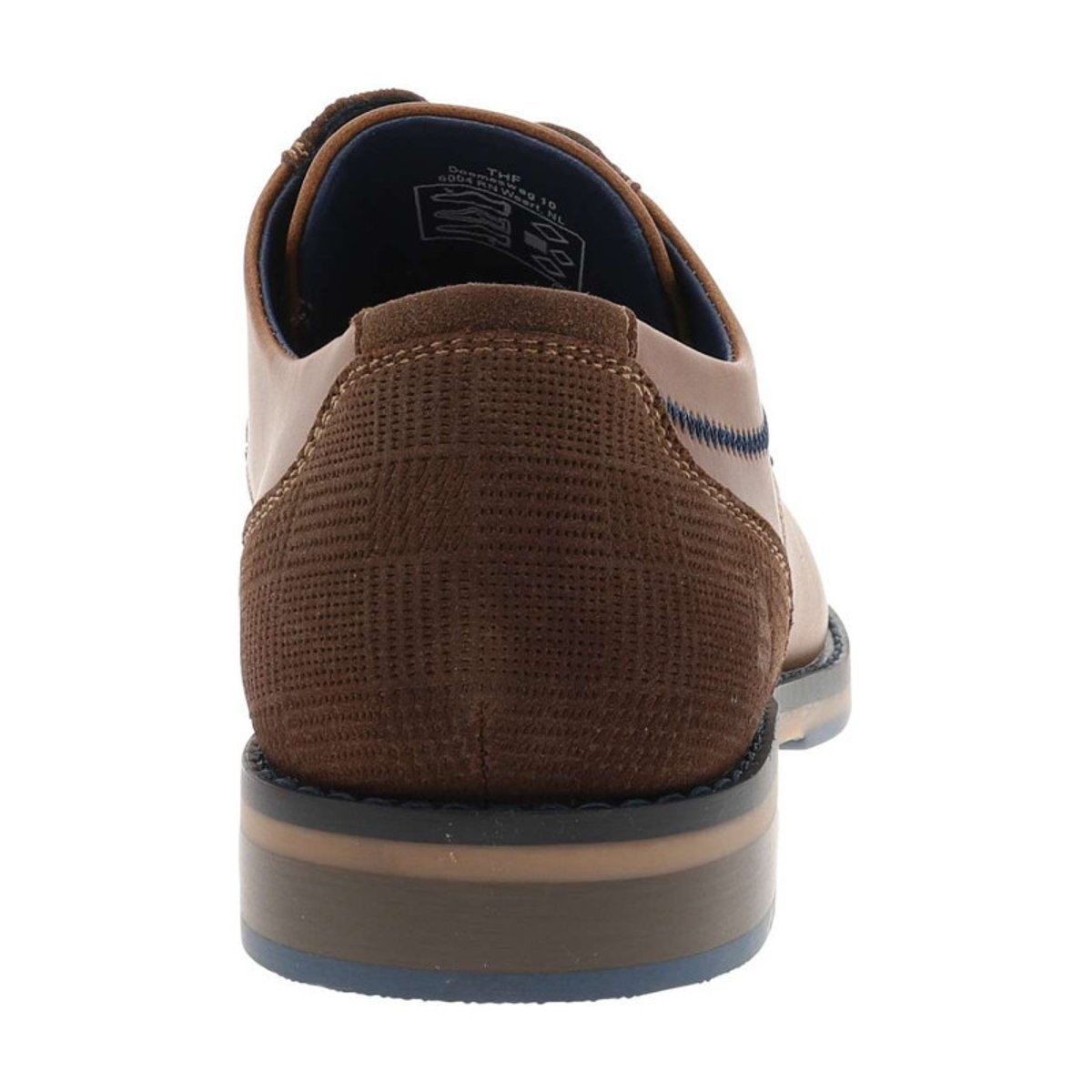 Derbies cognac à talon plat avec des lacets plats et des surpiqûres marine brun, BULLBOXER