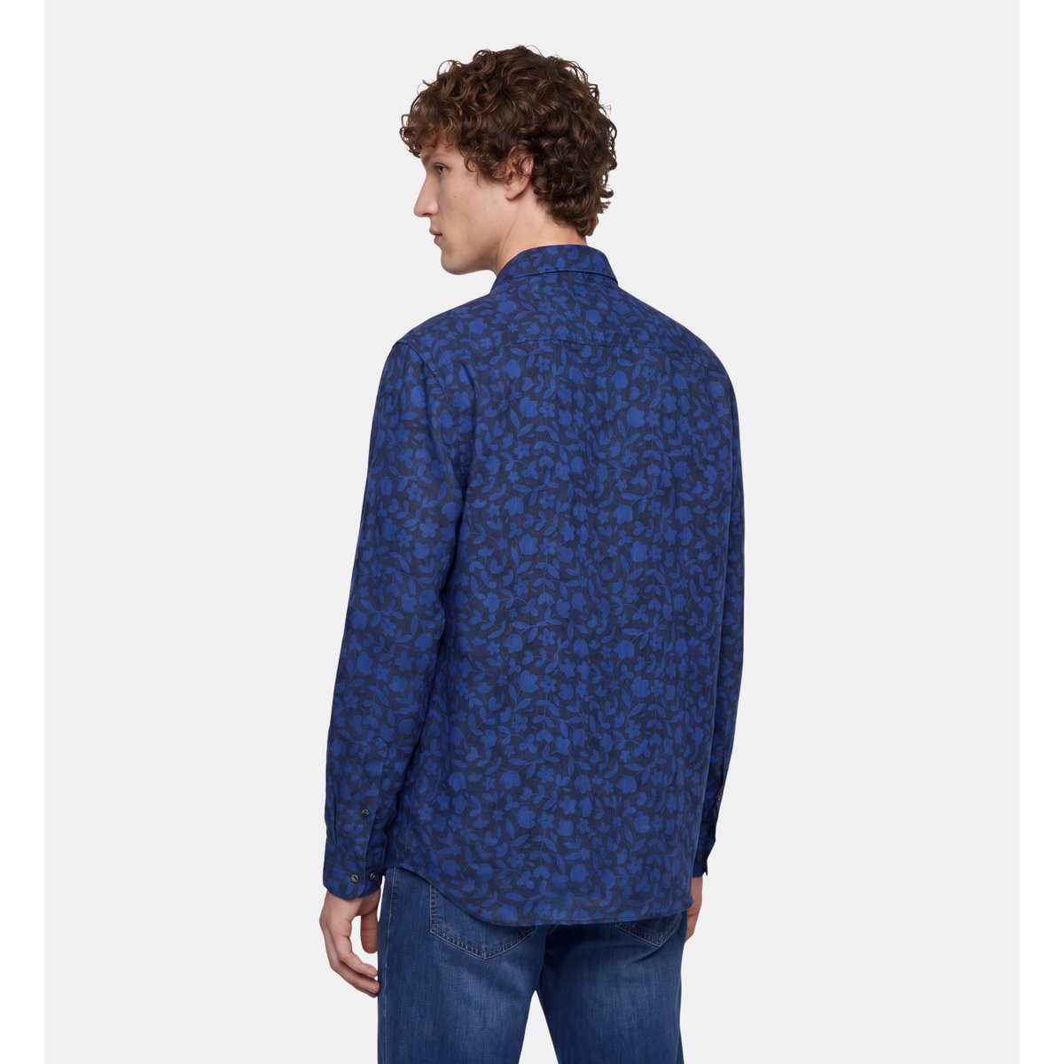 Chemise droite tilinpri fleurs lin bleu, GALERIES LAFAYETTE