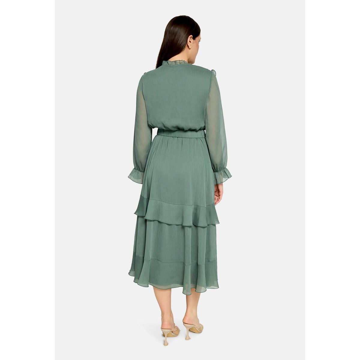 Robe de cocktail à volant evening green, VERA MONT