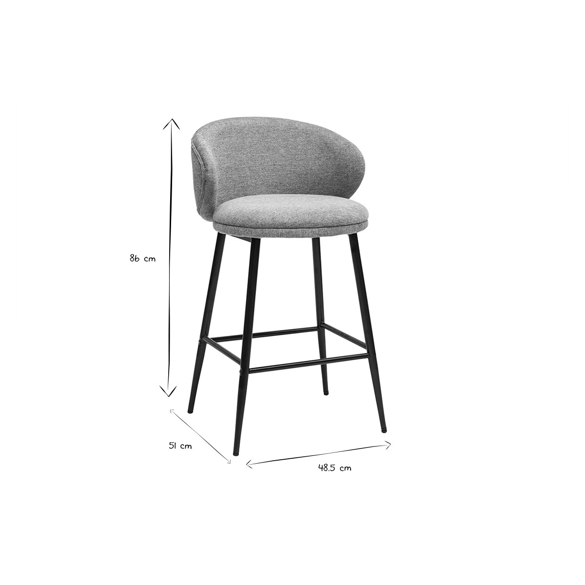 Tabourets de bar design en tissu effet velours texturé vert céladon et métal noir (lot de 2) ROSALIE vert lagon, MILIBOO