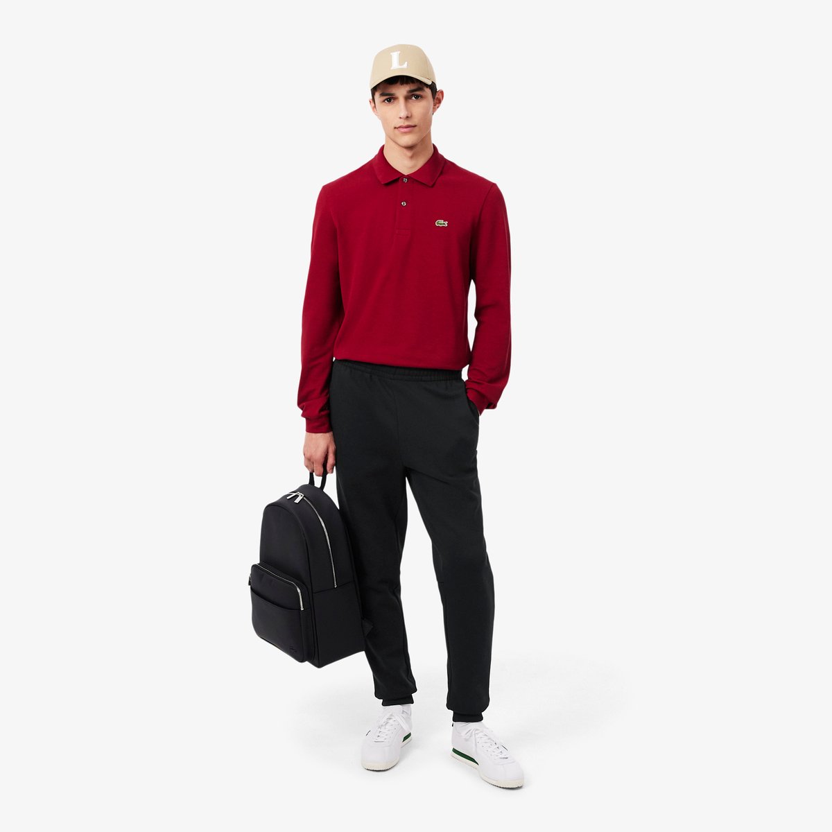 Pantalon de survêtement molleton tapered fit noir-031, LACOSTE