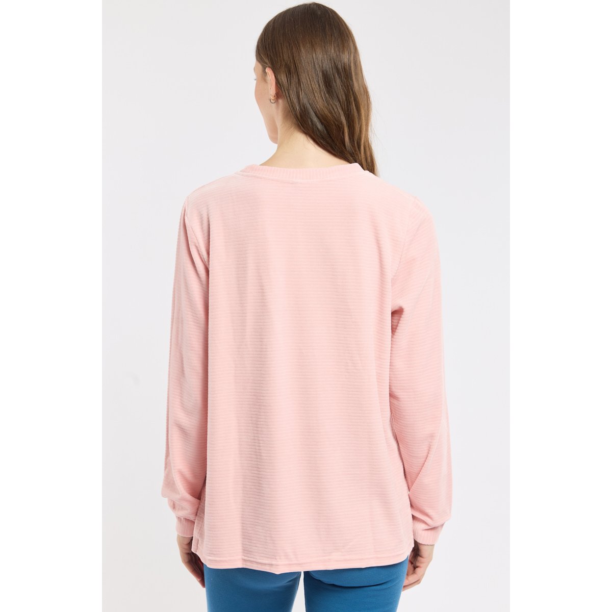 Sweat velours en coton silver pink, ARMOR-LUX