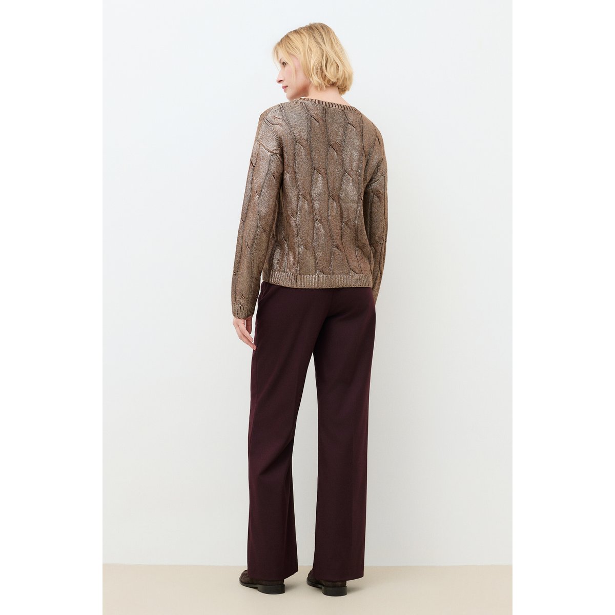 Pull droit cachemire col rond MVAL marron, CAROLL