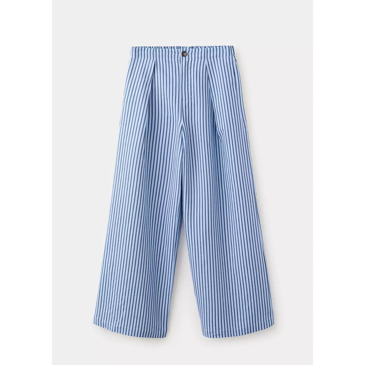 Pantalon fluide à rayures bleu ciel, MANGO