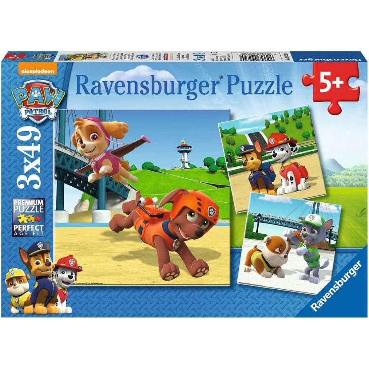 Puzzle L’équipe des 4 pattes Pat'Patrouille 3x49 pcs bleu, RAVENSBURGER