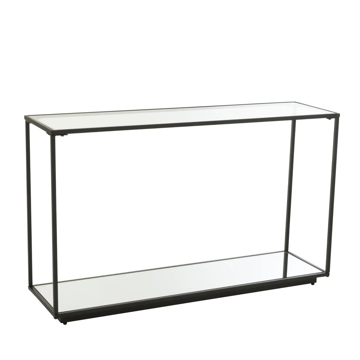 Console design double plateau en verre et métal noir L132 - ORION transparent, HELLIN, DEPUIS 1862