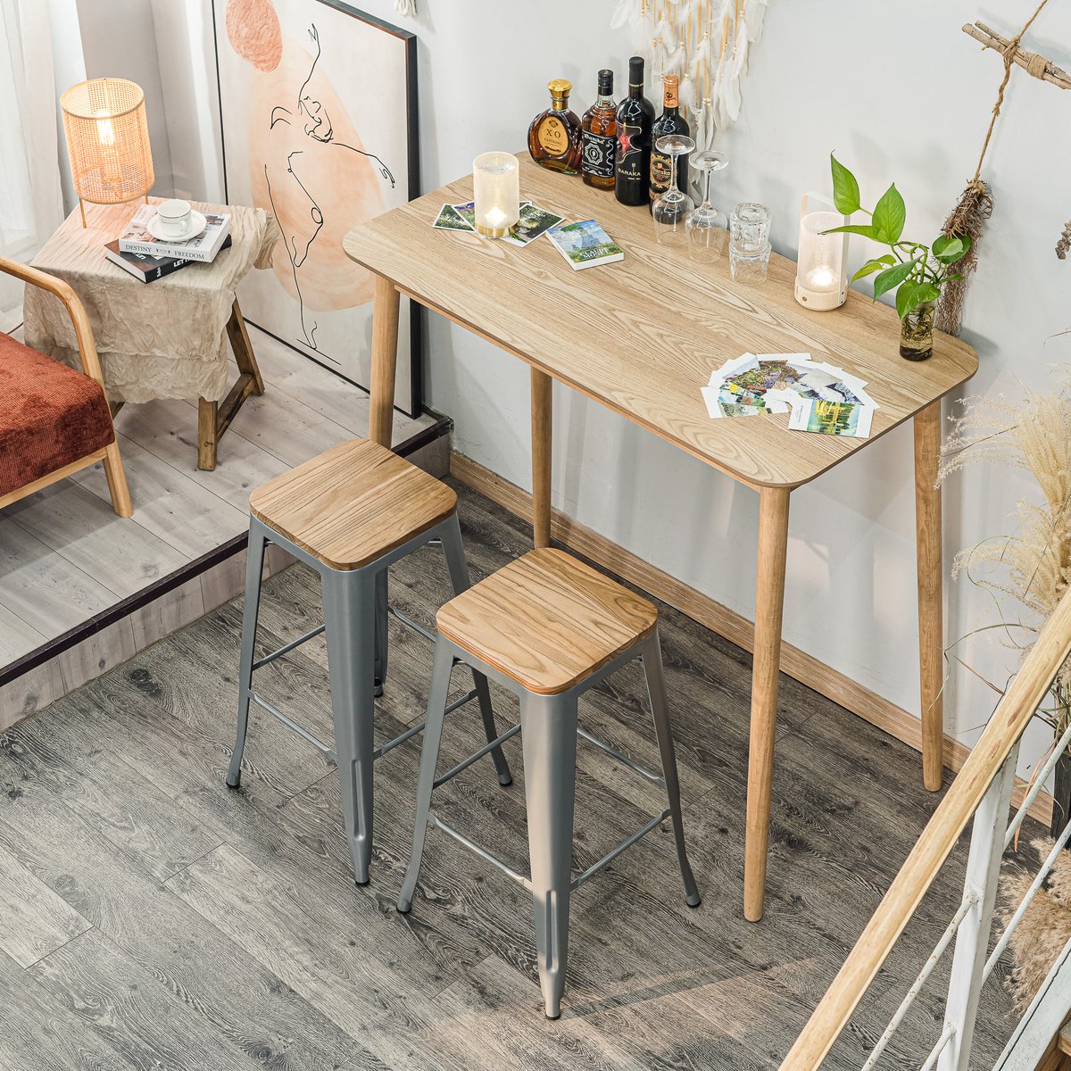 Lot de 4 tabourets de bar en métal, NASH gris metallique, NORDLYS