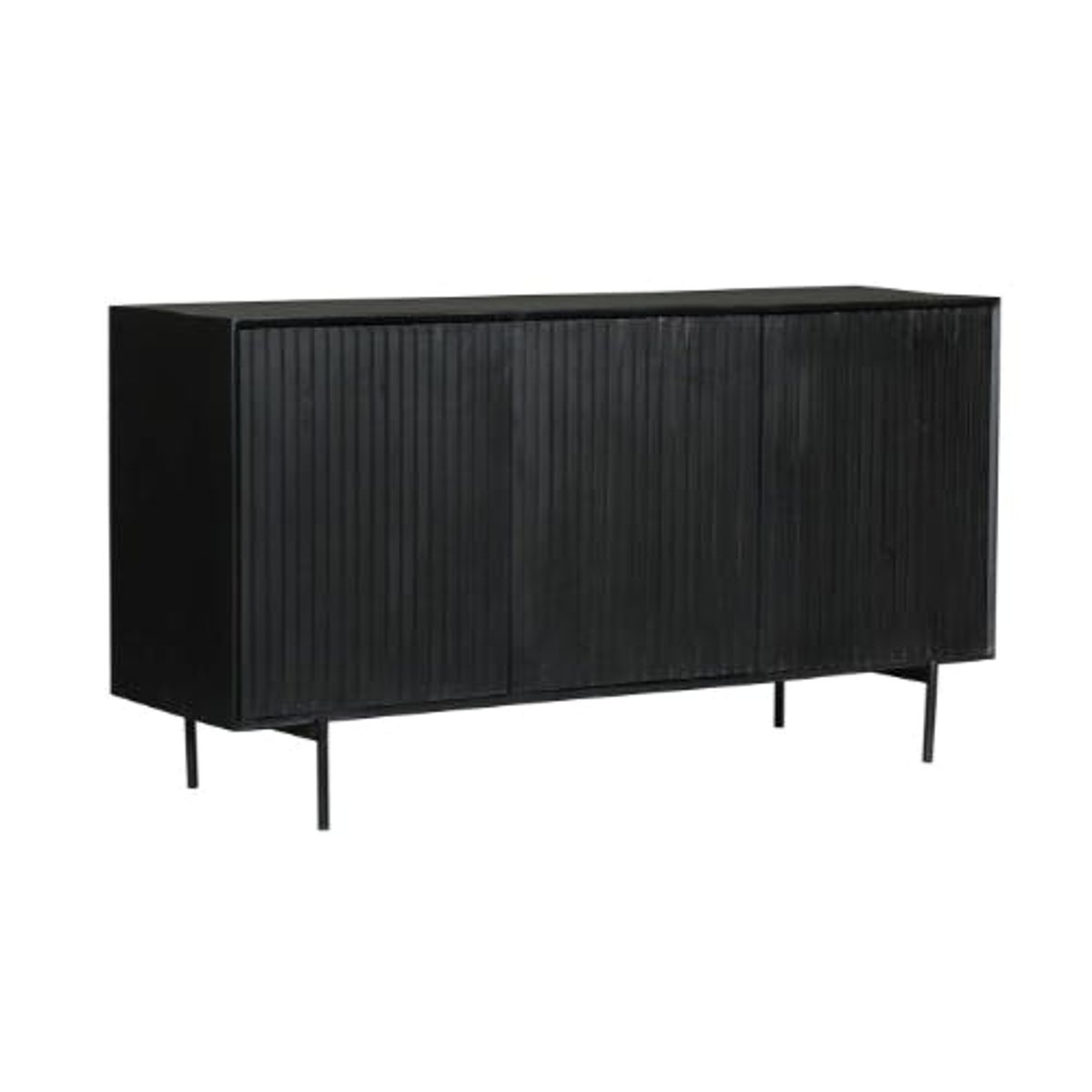 Buffet 3 portes rainurées en bois CORTINA noir, PIER IMPORT