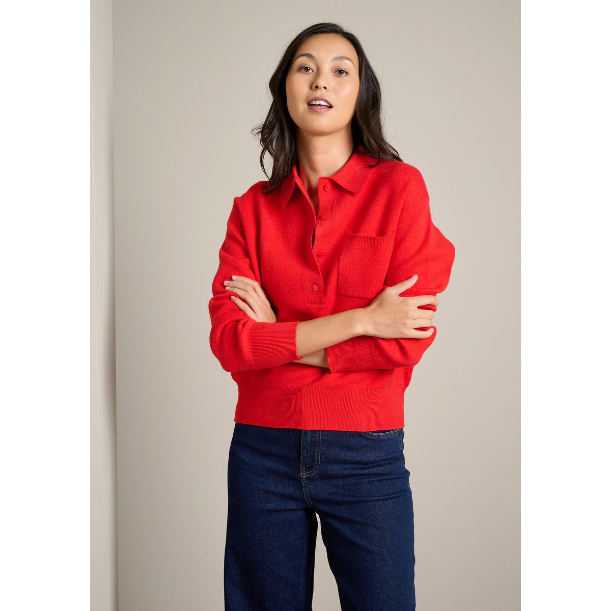 Polo maille douce rouge, LOLALIZA