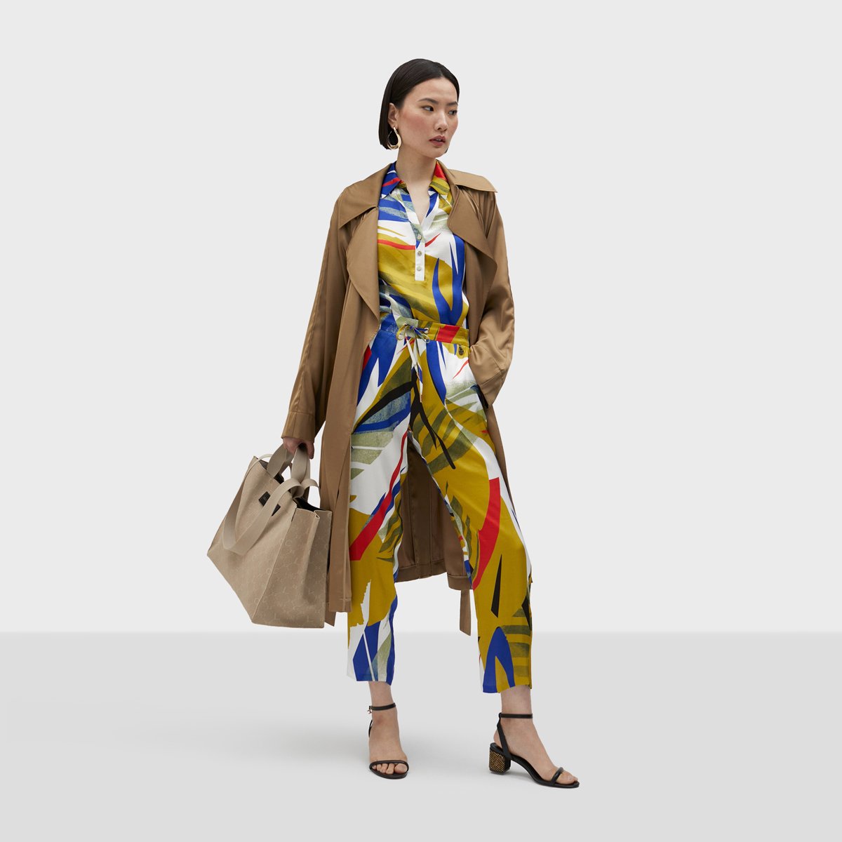 Pantalon chino avec cordon de serrage kaki clair, LOLA CASADEMUNT