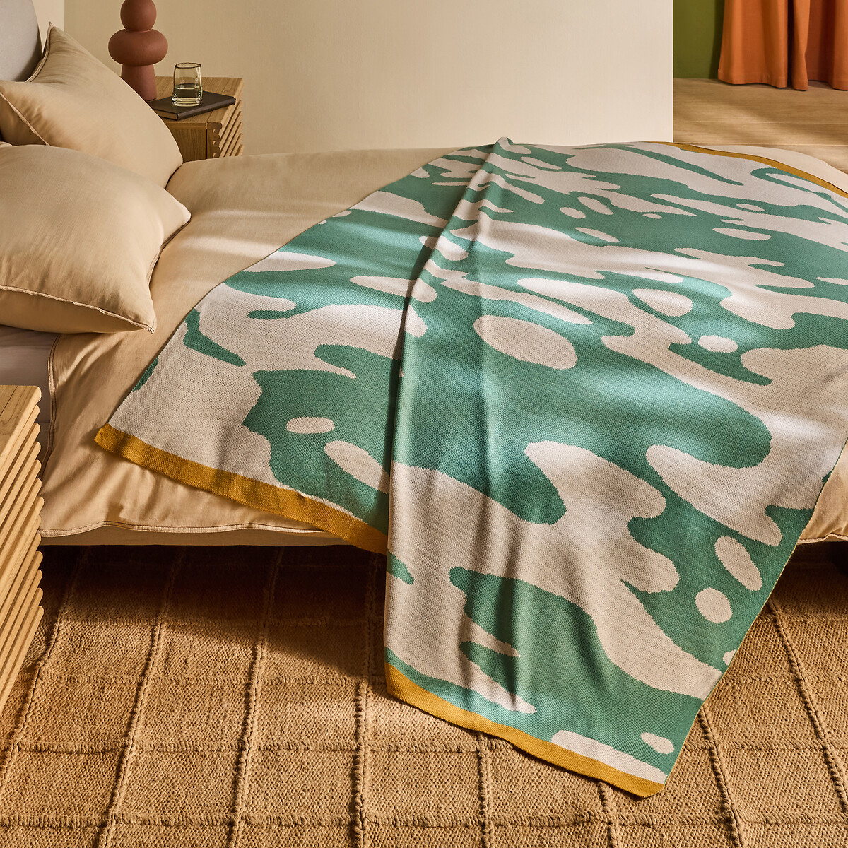 MADE.COM Ripple Knitted Throw teal, MADE