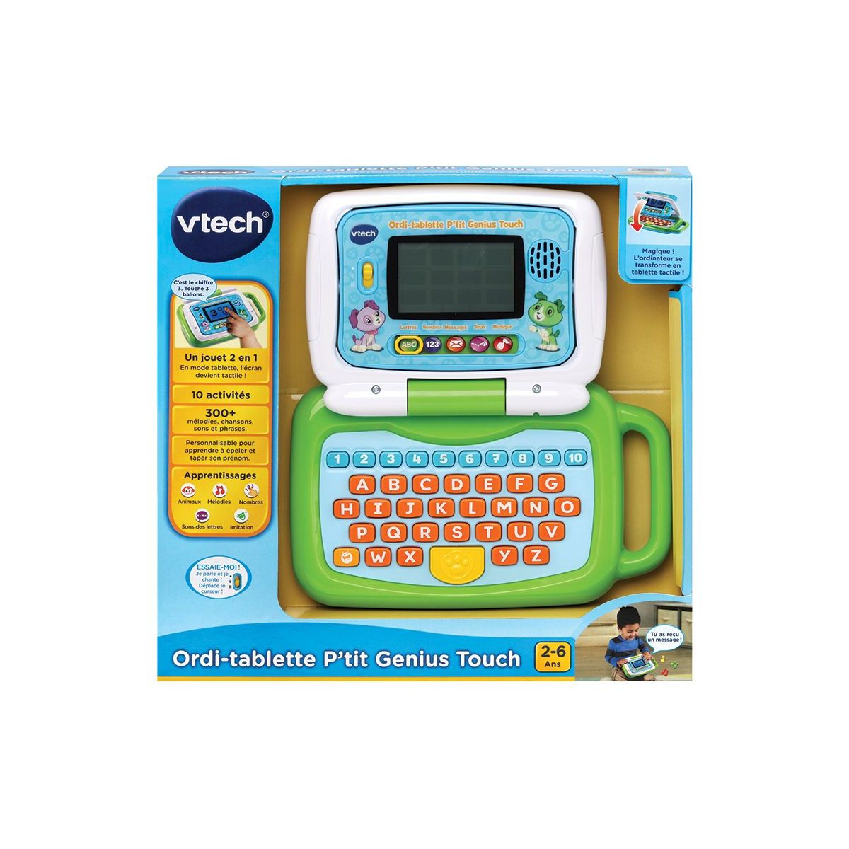 Ordinateur enfant Ordi-tablette P'tit Genius Touch vert vert, VTECH