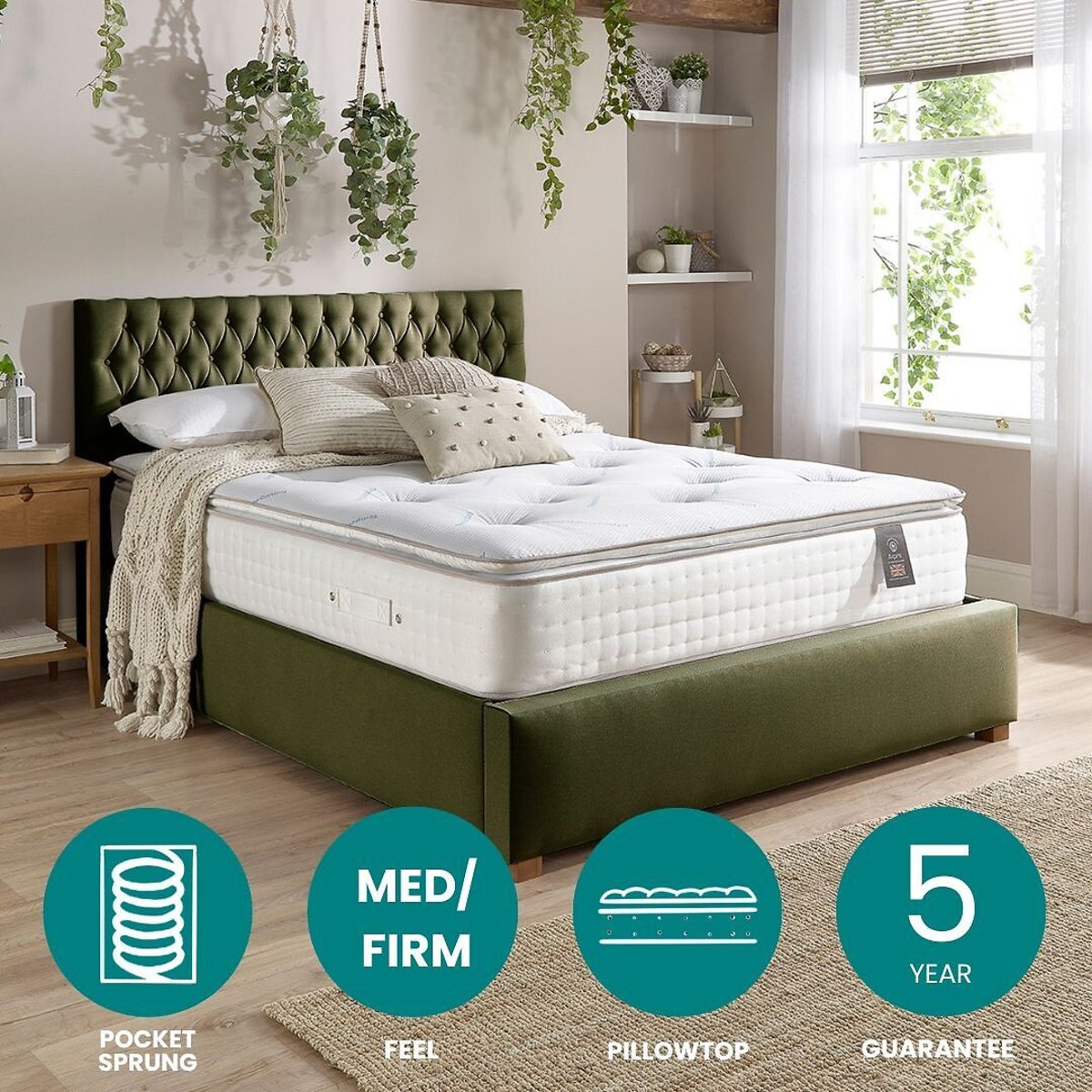 Aspire Luxury 5000 Pocket Climate Cool Wool Pillowtop Mattress white, ASPIRE