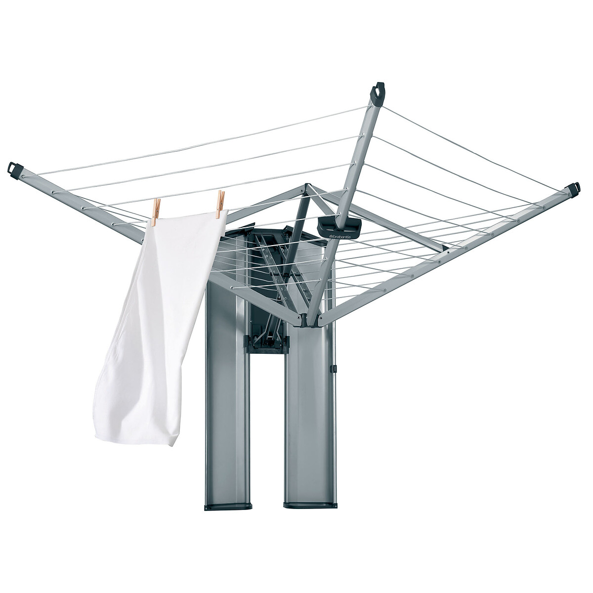 24m WallFix Washing Line with Protection Storage Box metallic grey, BRABANTIA