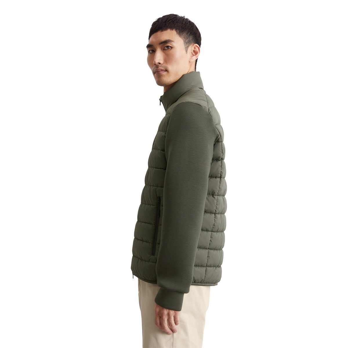 Veste matelassée regular avec manches scuba souples vert foncé, MARC O'POLO