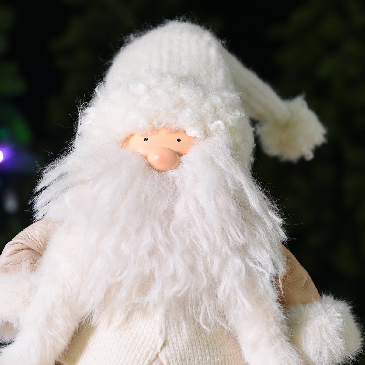 Figurine père noël à asseoir décorative artificielle H78 VELVET crème, SIA DECO