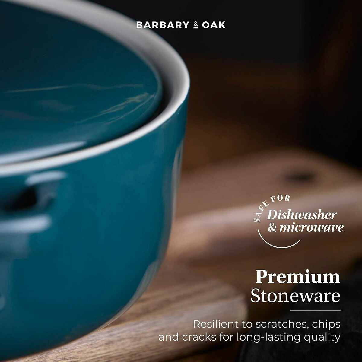 23cm Nattura Shallow Casserole teal, BARBARY & OAK