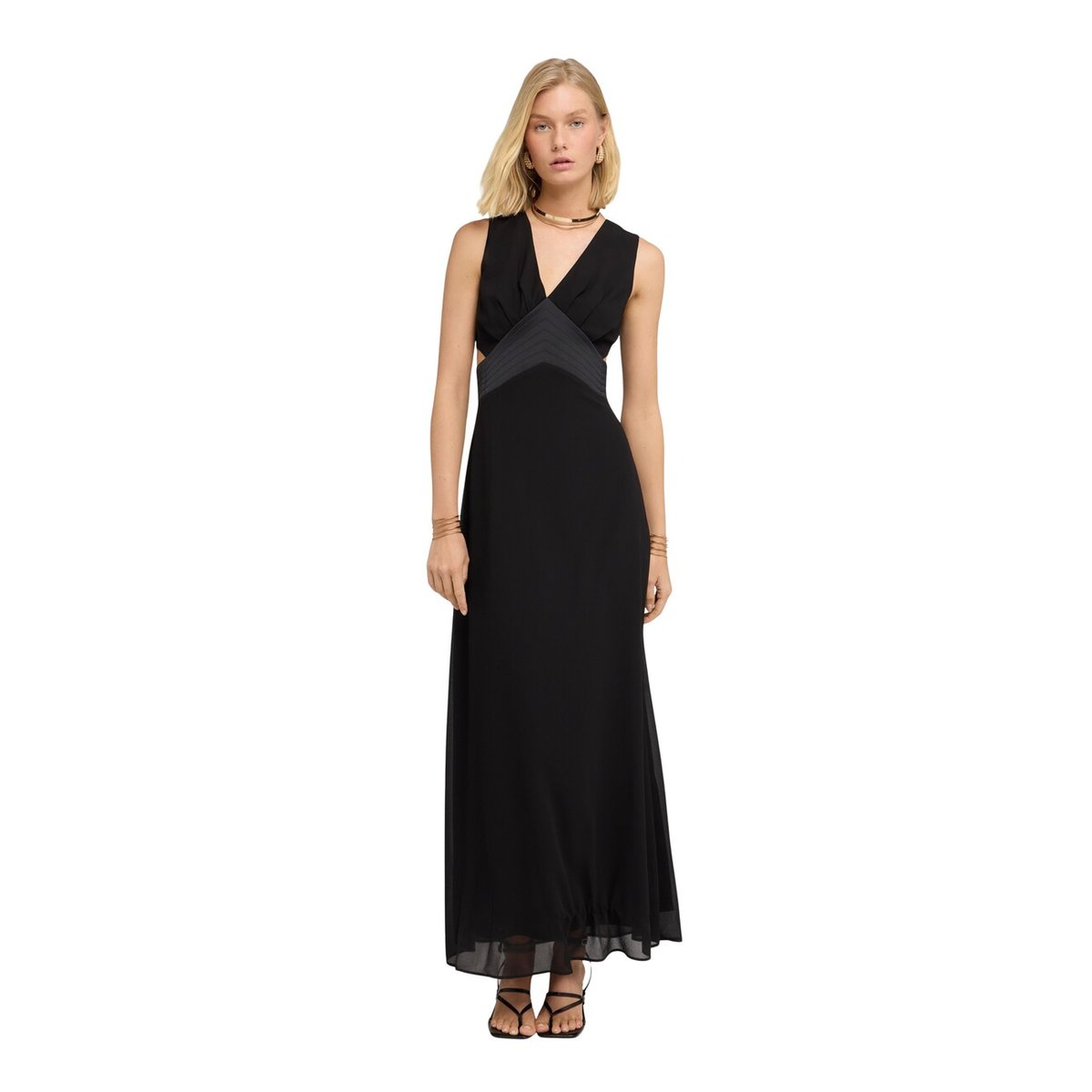Robe longue avec découpes noir, MOTIVI