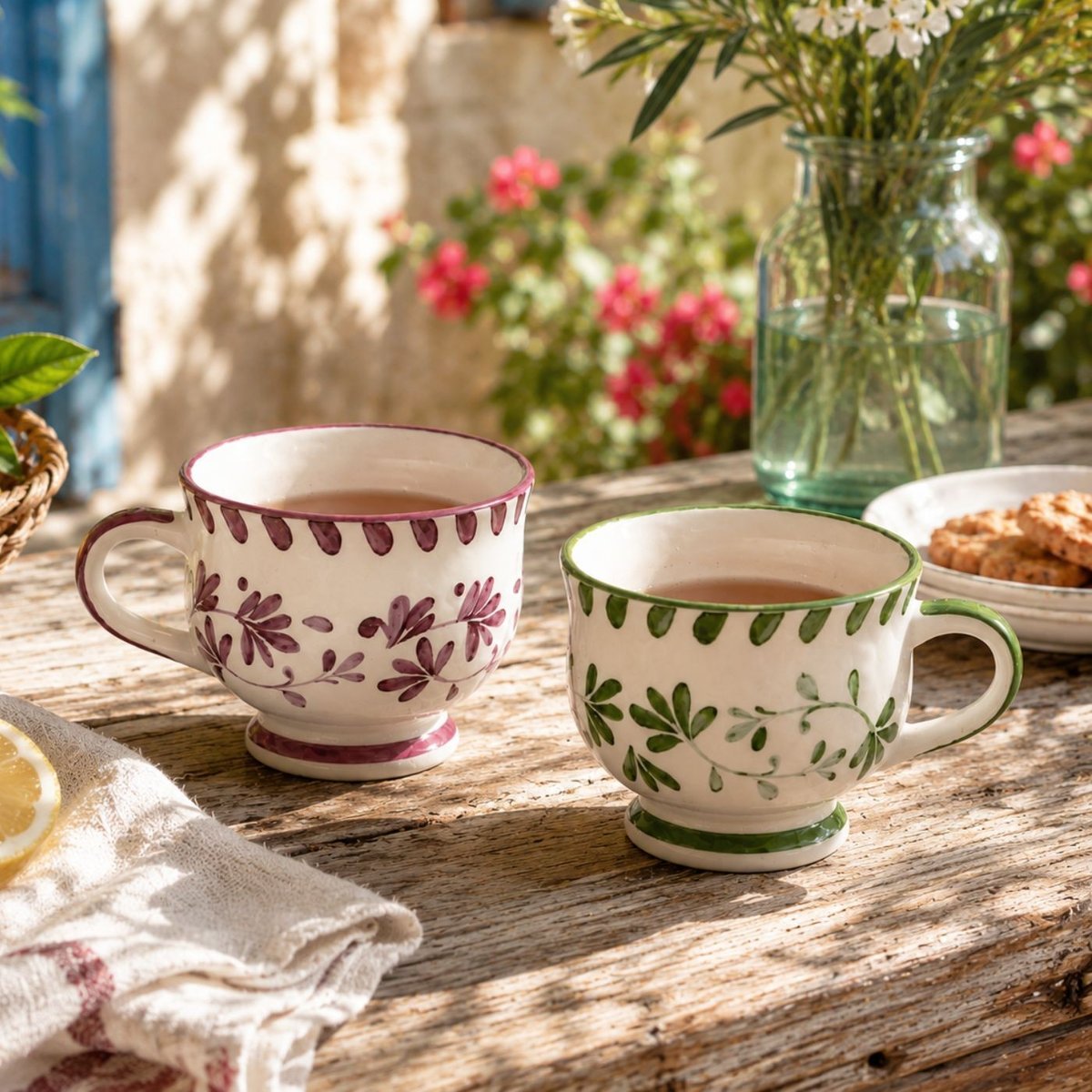 Lot de 6 mugs à pieds, TRATTORIA bleu, ARTIME