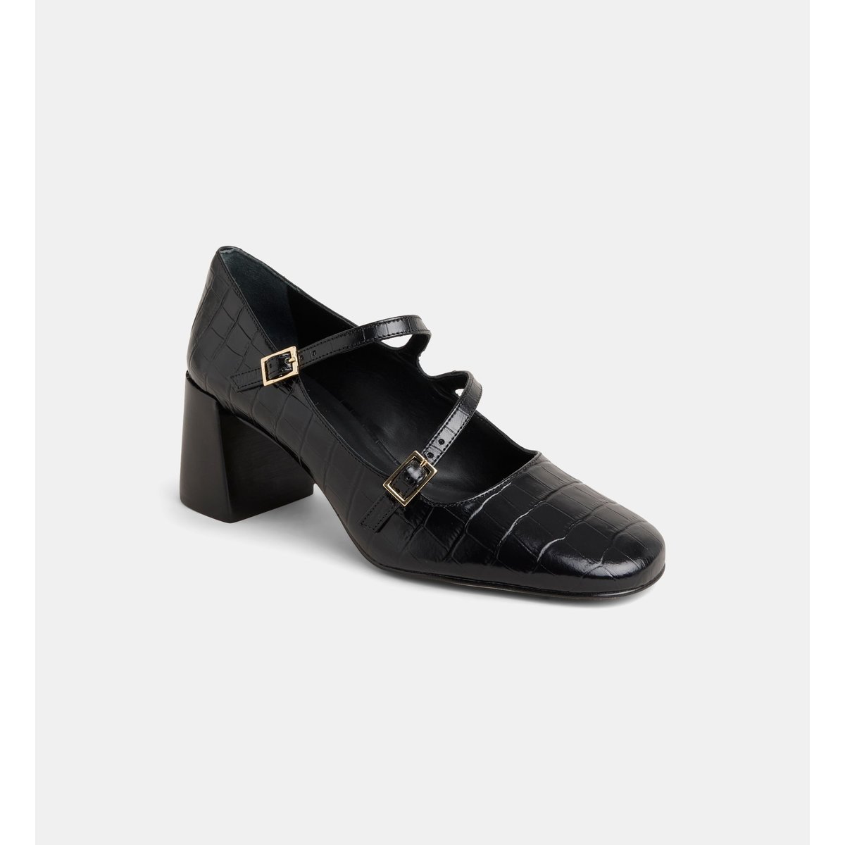Babies claudine cuir façon croco noir, GALERIES LAFAYETTE