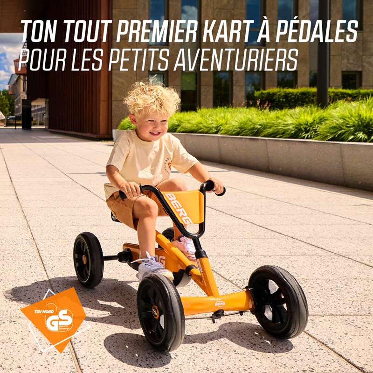 Kart à Pédales pour Enfants, 2+ Ans, Buzzy Vert orange, BERG TOYS
