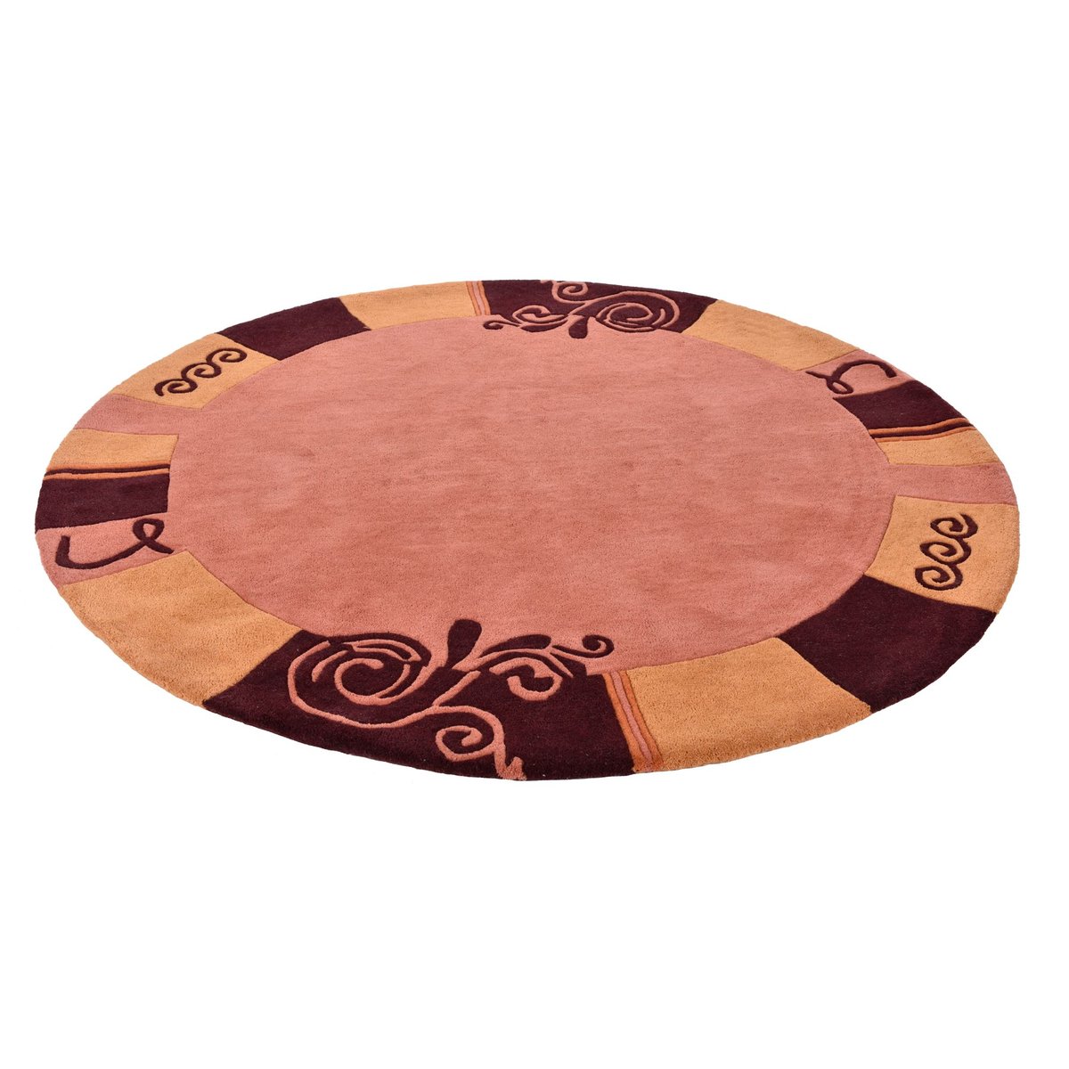 Tapis salon Hawai tufté main en laine rond beige multicolore, THEKO